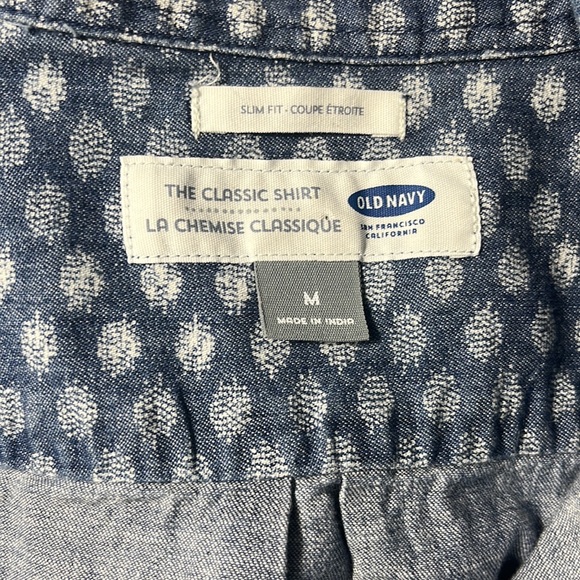 Old Navy Men's Blue & White Classic Short Sleeves Full Button-Up Shirt Size M - Picture 7 of 9